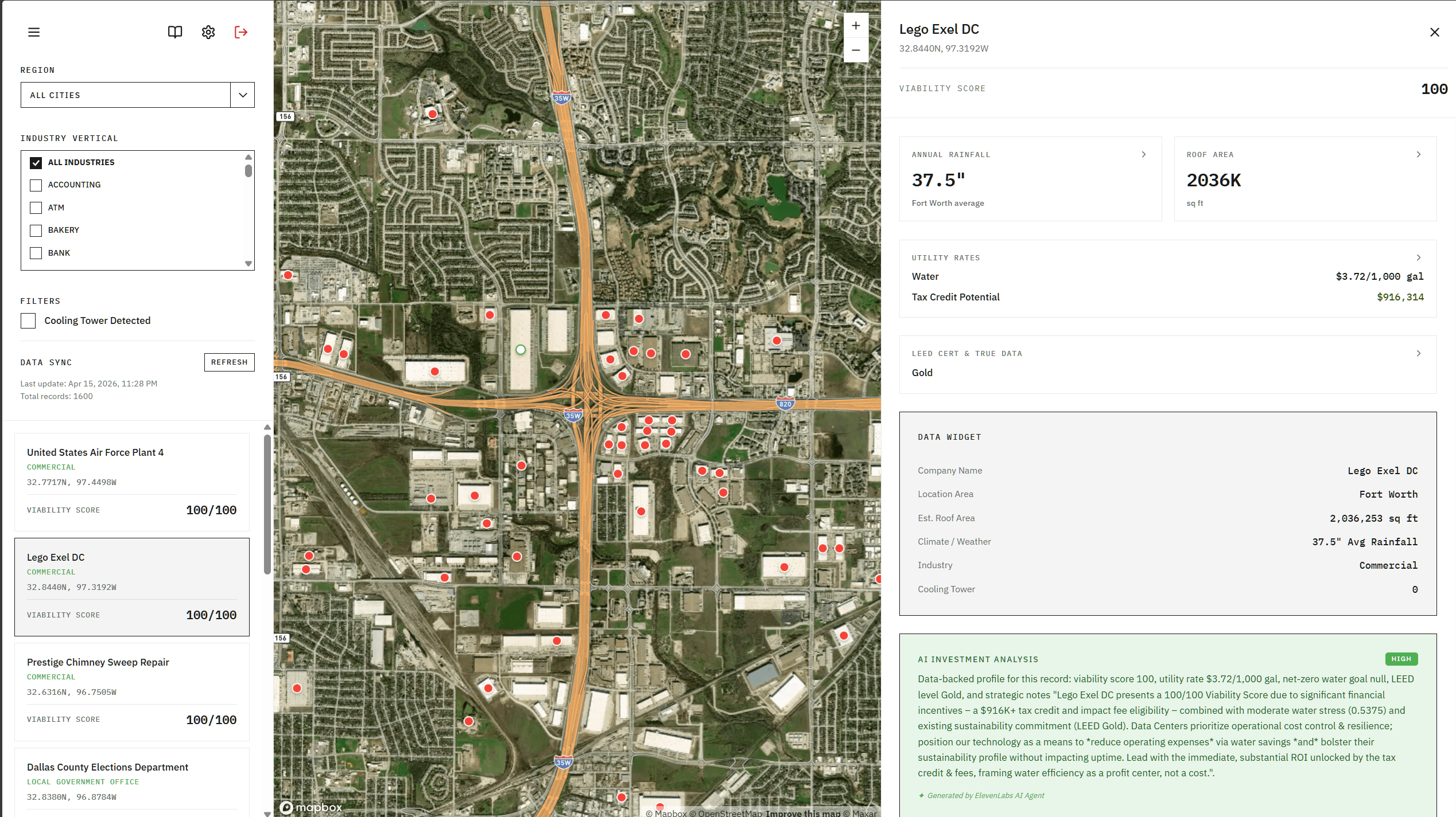 NexDrop — satellite imagery ROI scoring app